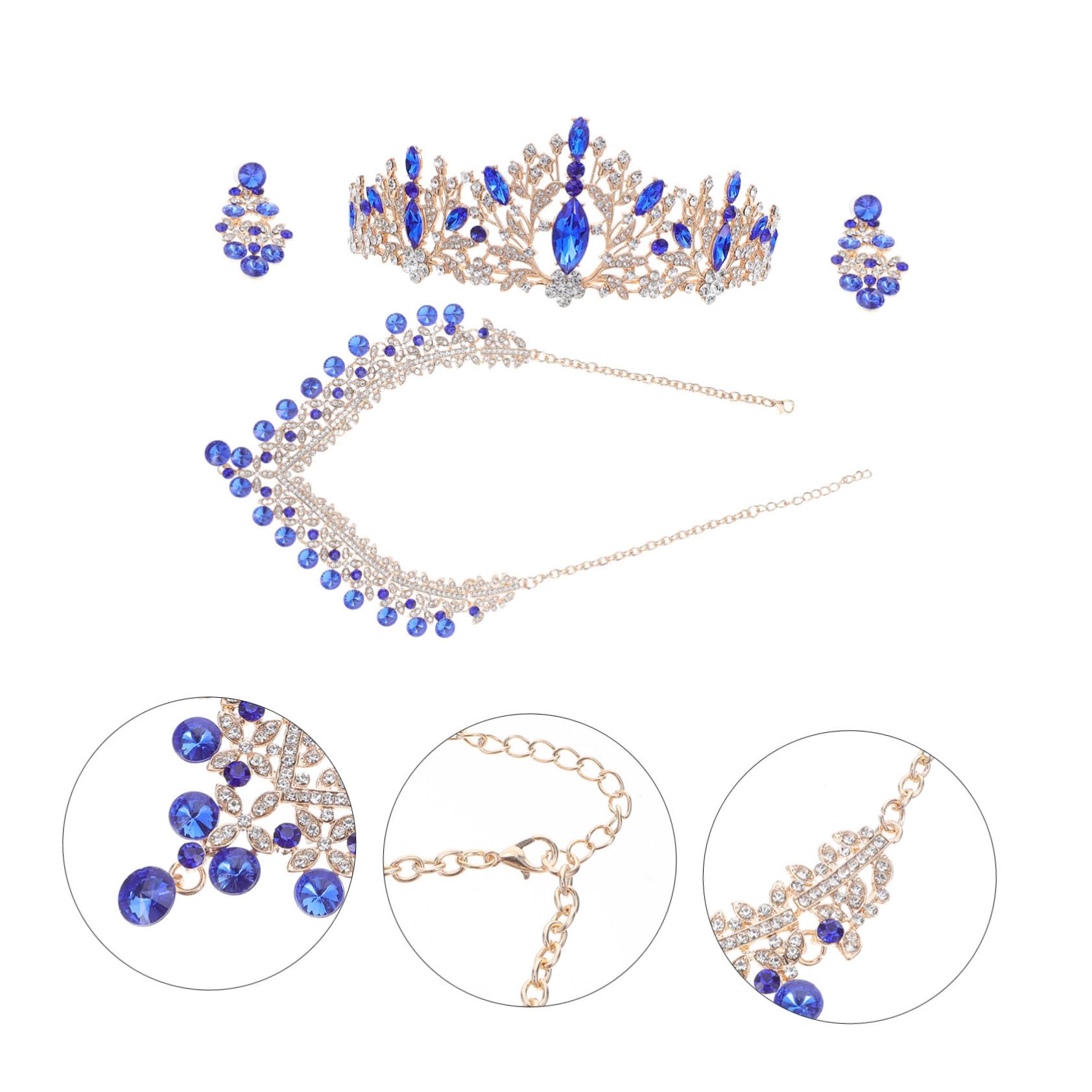 Outanaya Conjuntos de Joyas de Novia Tiara Brillante Collar y Pendientes de Gemas de Imitación para Boda Fiesta de Cumpleaños Accesorios de Novia