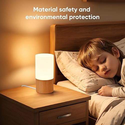 Miniatura 7 de Lámpara de mesa de madera LED pequeña, luz de noche de noche para dormitorio, iluminación LED regulable, decoración creativa para el hogar, casa