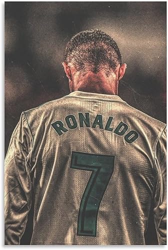 Póster de estrellas de fútbol Cristiano Ronaldo y Lionel Messi, lienzo decorativo para dormitorio, decoración de pared para niños, 12 x 18 pulgadas