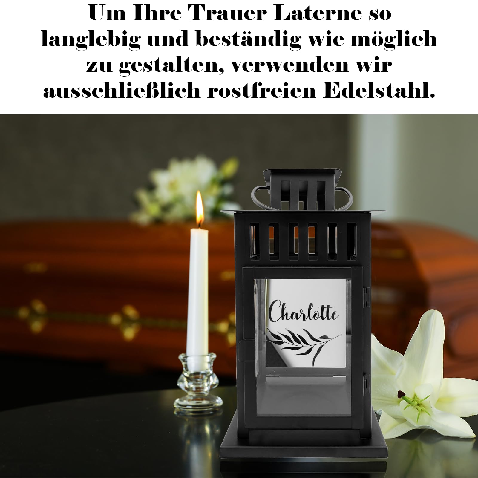 Personalisiertes Grablicht Mit Gravur - Wetterfeste Laterne Für Den Friedhof