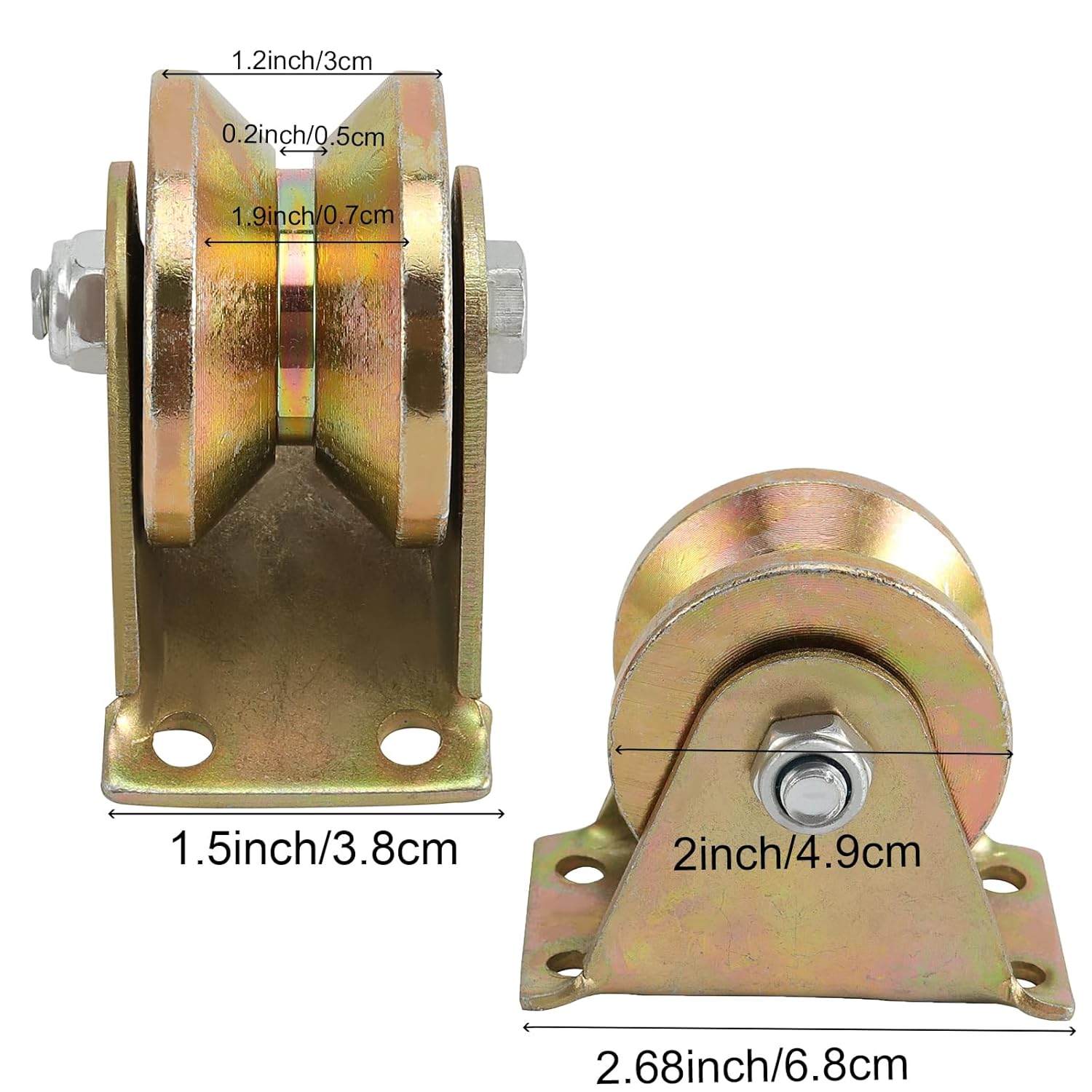 HAKZEON 8 PCS 2 Inch V Groove Wheel, Sliding Gate Casters, 660 lbs Heavy Duty Rigid Roller for Inverted V-Track for Sliding Gate Doors Track Rail Pulley, Rolling Gate, Industrial Machines Rail