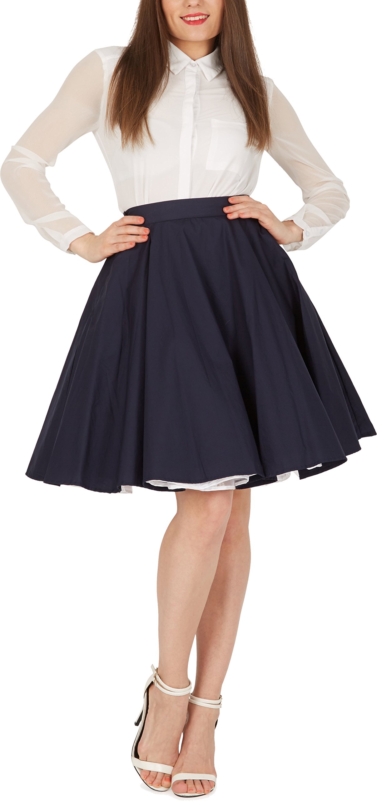 BlackButterfly Vintage Full Circle 1950's Skirt (Midnight Blue, 5XL)
