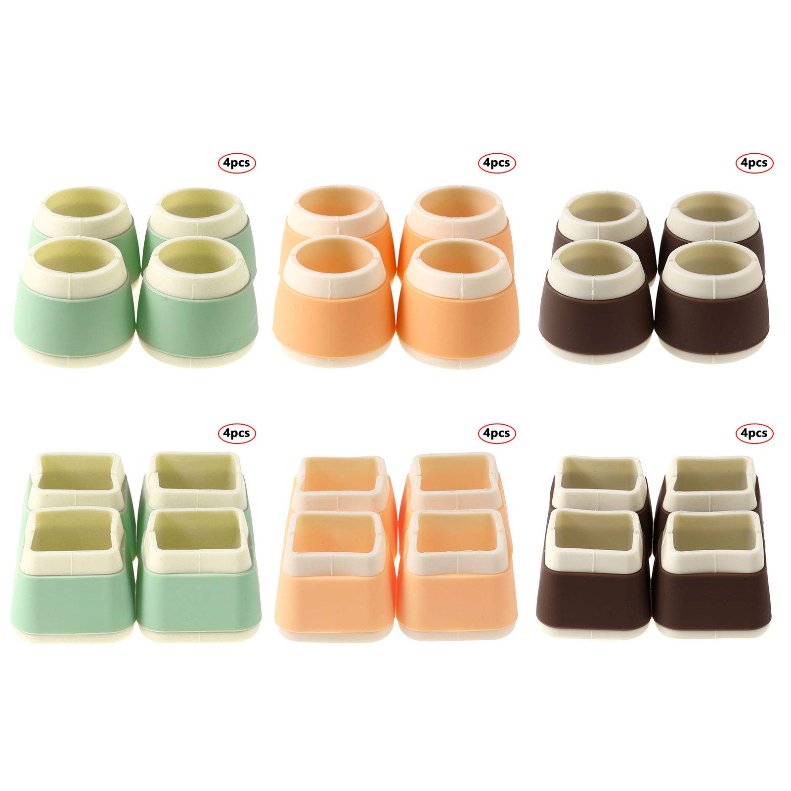Lot de 4 capuchons de pieds de bureau, housses de pieds de canapé réutilisables en silicone pour meubles - Bouchons de protection de sol antidérapants (vert, rond)