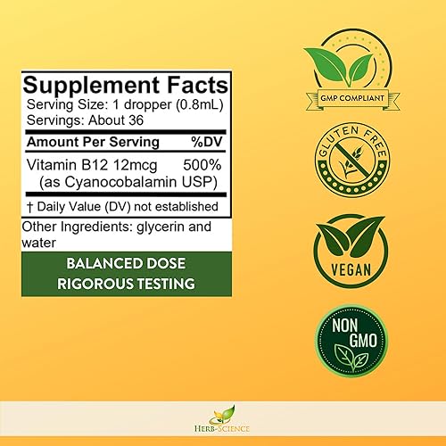 Miniatura 4 de Líquido líquido de cobalamina de vitamina B12, suplemento VIT B-12 sin alcohol, apoya las células nerviosas y el tejido, apoya la salud del corazón,