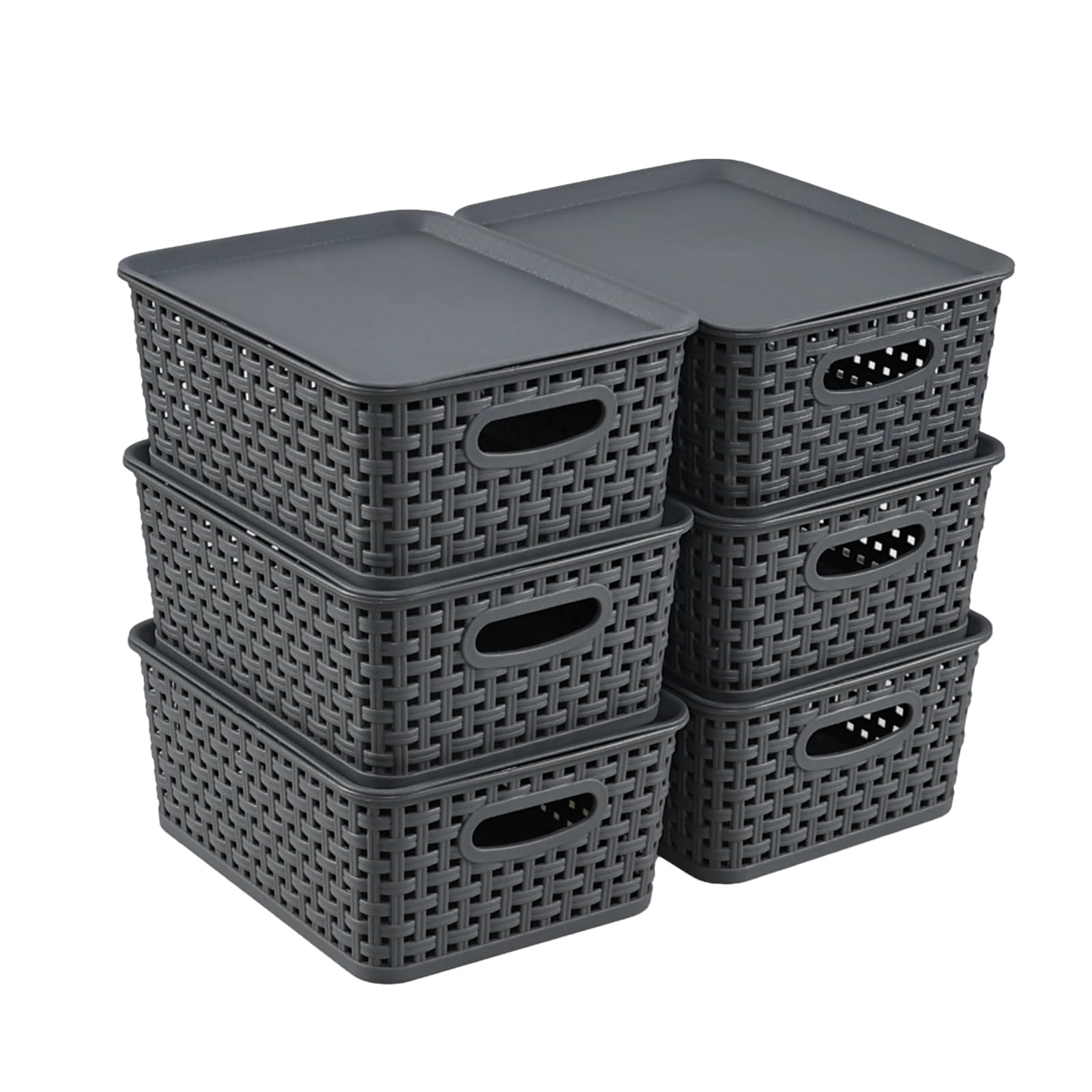 Paniers de rangement plastique pour protéger vos affaires de la poussière en lot de 6