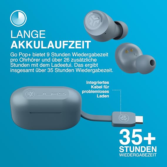 JLab Go Air Pop+ True Wireless Headphones - Bluetooth Slate