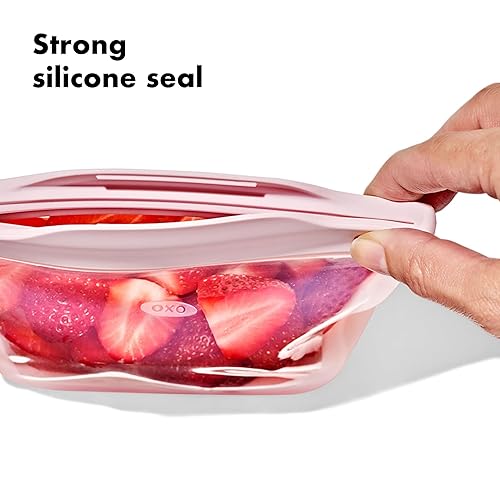 Miniatura 4 de OXO Tot Bolsas reutilizables de silicona - Juego de 2 tazas - Ópalo y atardecer