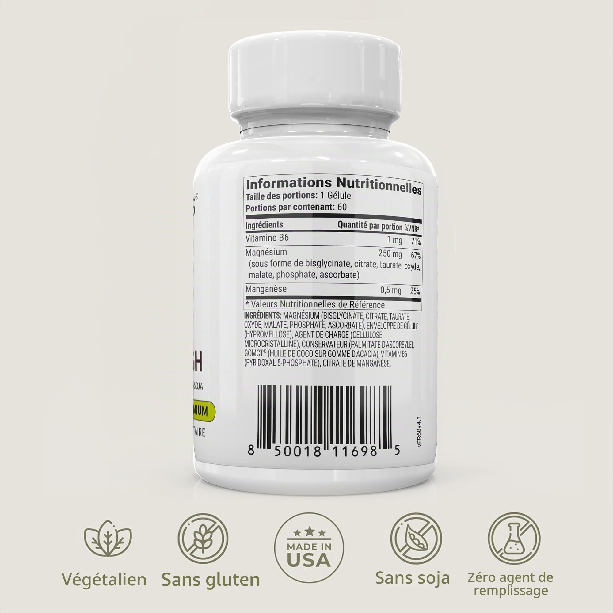 BiOptimizers Magnesium Breakthrough 4.0 7-En-1 | 60 Gélules Végétaliennes | Compléments Alimentaires À Haute Teneur En Magnésium Pour Le Sommeil, L'anxiété Et Les Crampes Dans Les Jambes