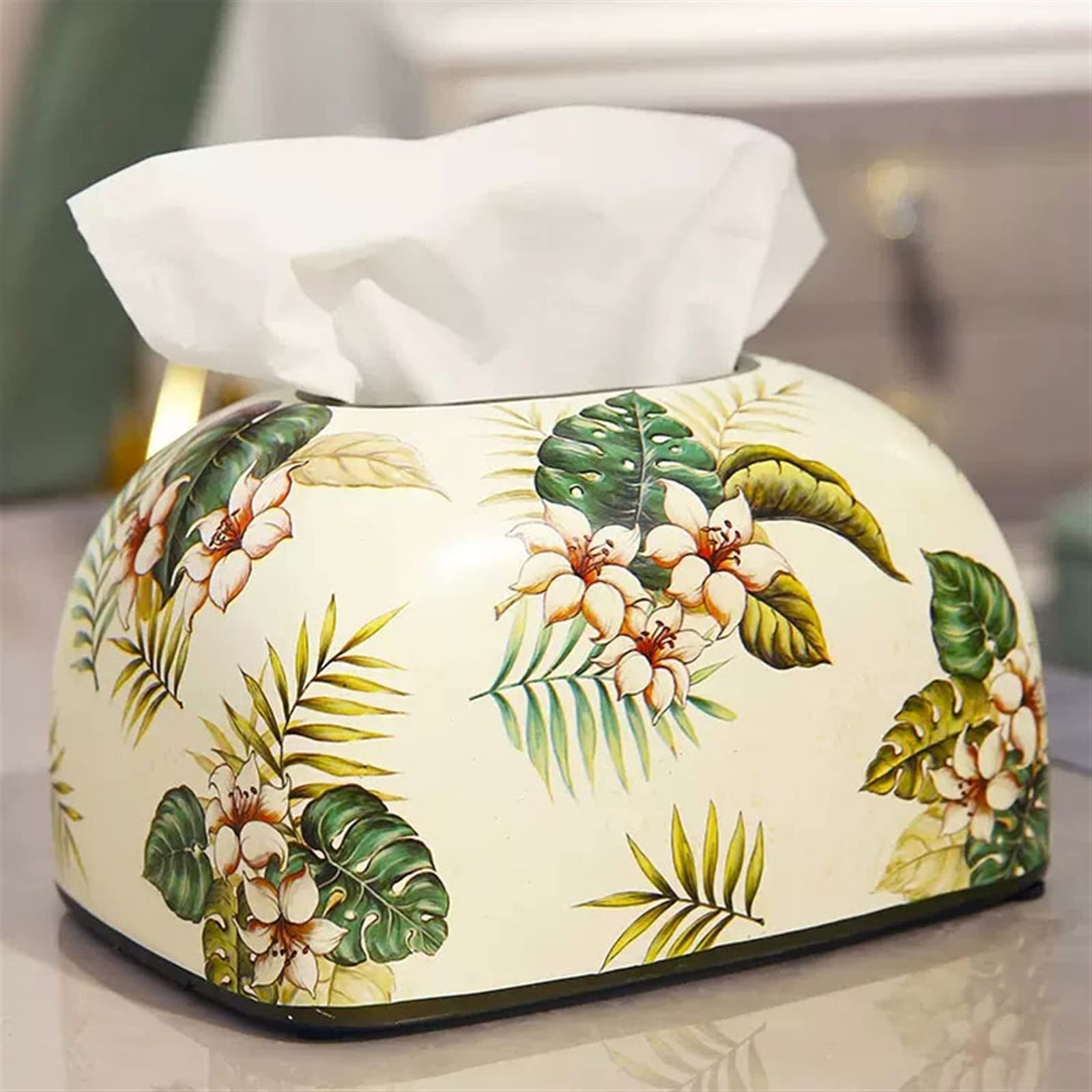 Portafazzoletti Multifunzionale Porta fazzoletti rettangolare Home Living Room Decorazione del desktop Scatola di immagazzinaggio di fazzoletti in ceramica Ristorante Decorazioni for ufficio Coperchio