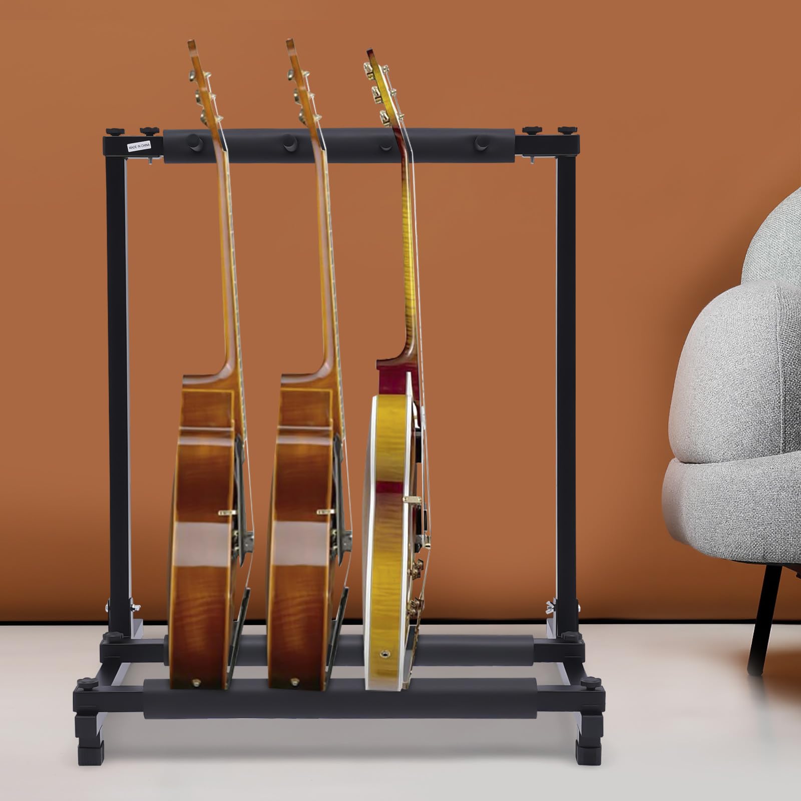Soporte universal para guitarra de 3 niveles, con varios soportes, soporte para guitarra, para acústica, bajo, guitarra eléctrica, regalo, color negro