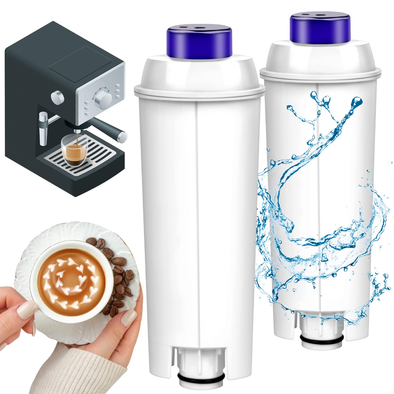 Delonghi Water Filter Replacement , Coffee Water Filter for DeLonghi ， Delonghi Coffee Machine Filter TÜV SÜD, DLS 5513292811, DLS C002, CFL-950, SER3017, ECAM/Esam/ETAM Series, EC680, BCO420 (2)