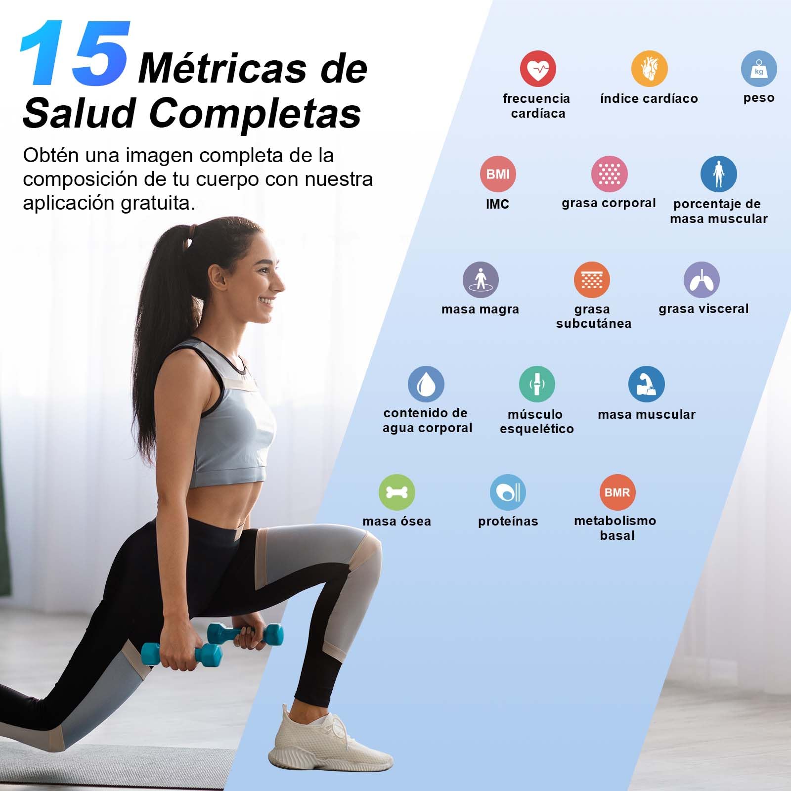 Báscula Grasa Corporal Báscula de Baño Digital, Balanza Bluetooth Inteligente con Análisis (pantalla grande)