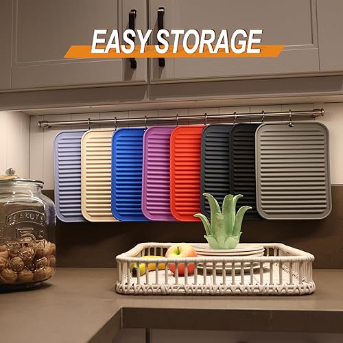 Miniatura 3 de Joyhalo Paquete de 4 salvamanteles de silicona para ollas y sartenes calientes, salvamanteles resistentes al calor de 480  para platos calientes,