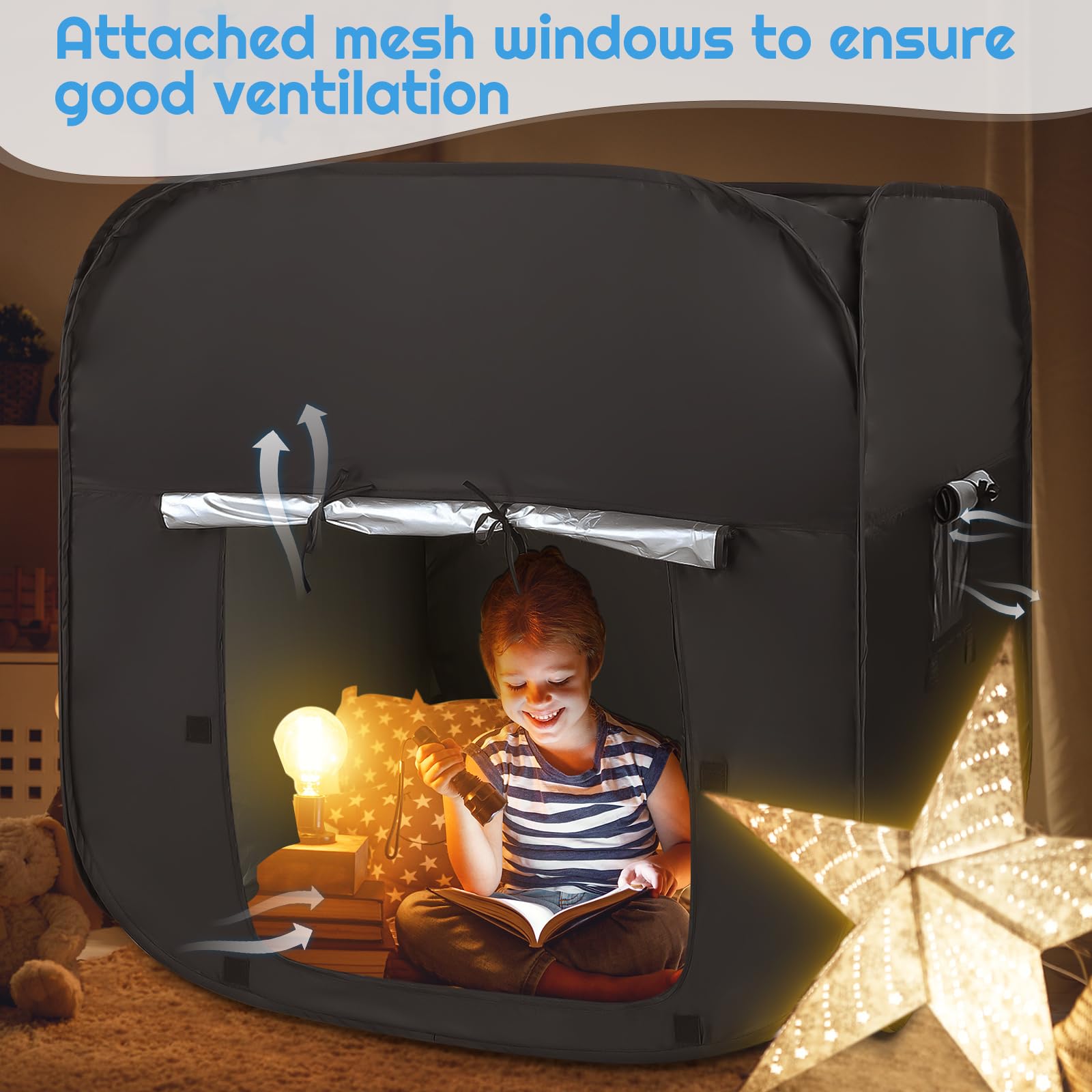 Sensory Tent, Calm Down Tent for Kids To Play and Relax Sensory Corner, Portable Pop Up Den - Image 3
