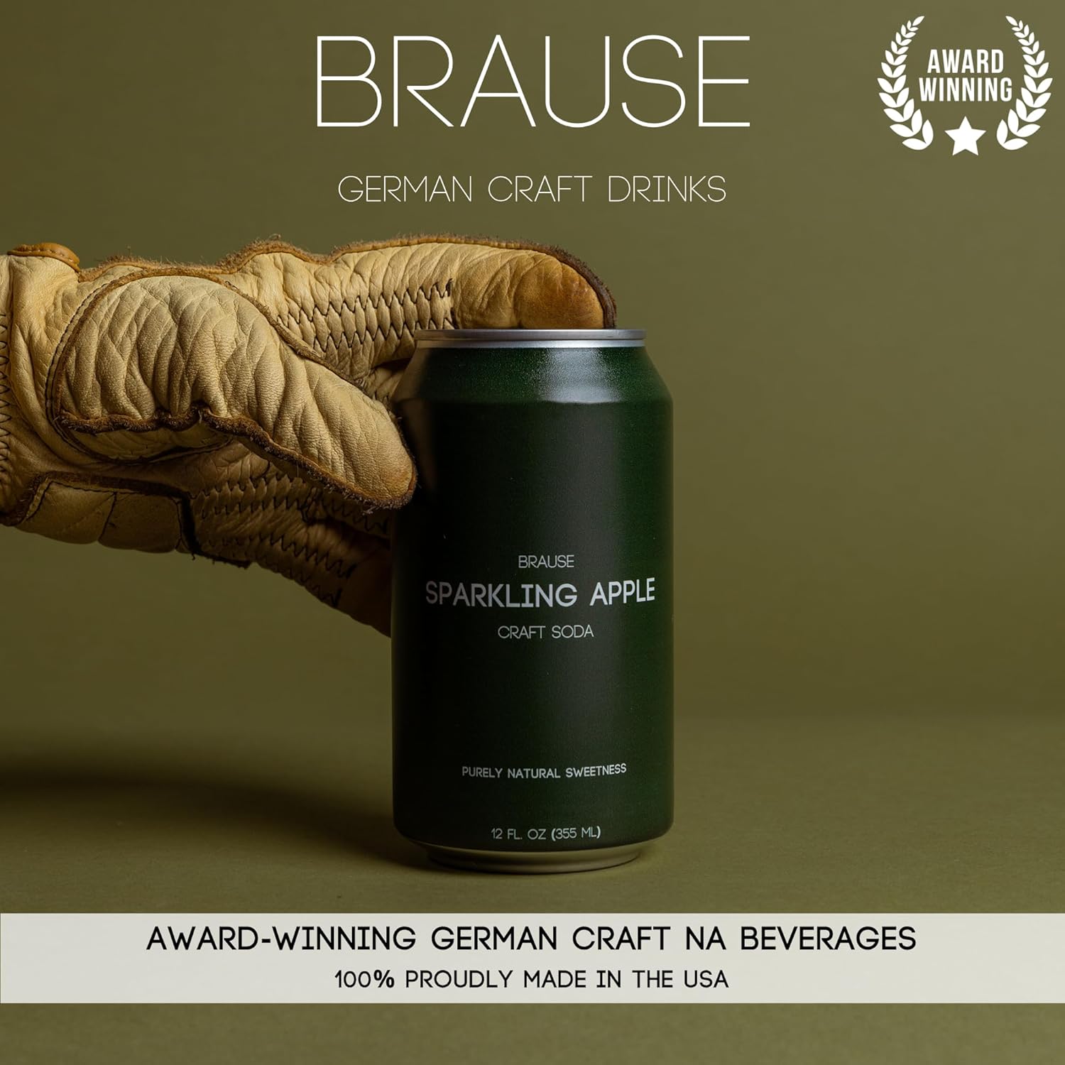 Brause Sparkling Apple German Craft Beverage - Award-Winning Premium Non-Alcoholic Champagne/Cider, Sharp Bubbles + Crisp Apples, Zero Alcohol, Purely Natural Sweetness, Clean & Honest Ingredients, Luxury Design & Feel, 12-Pack of 12oz Cans