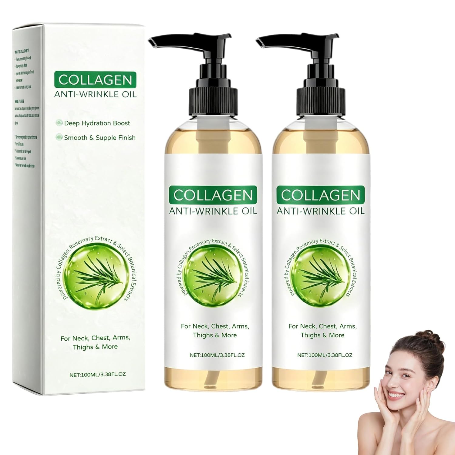 Collagen Body Oil, 2026 New Collagen Oil for Skin Tightening, Collagen Anti Wrinkle Body Oil for Women & Men, Helps Soften Appearance of Crepey Skin for All Skin Types (2 Bottle)