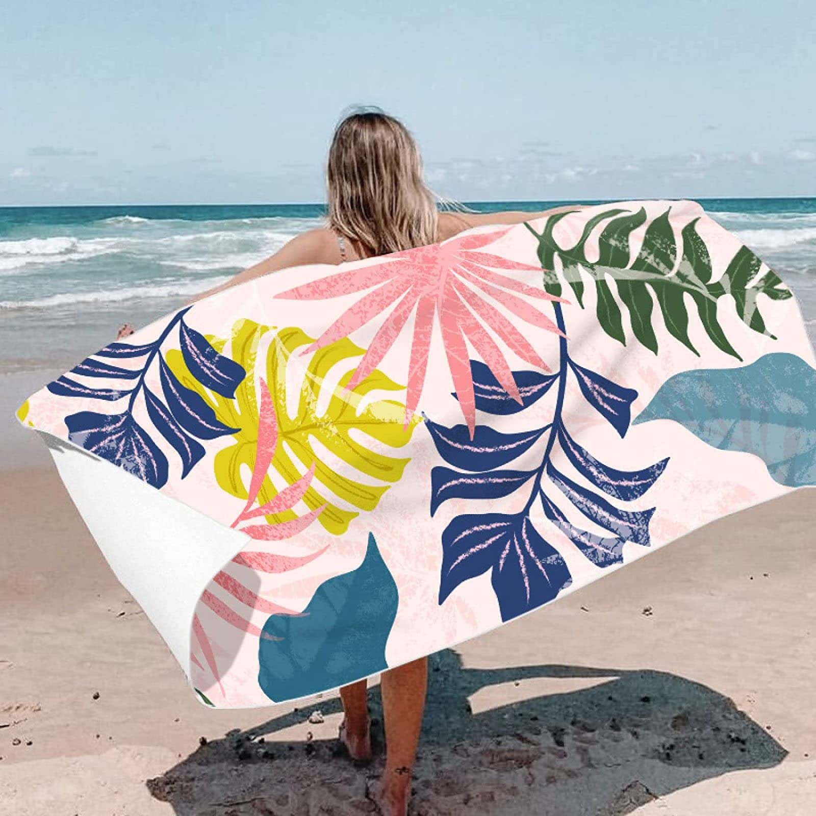 Tropical Palm Leaves Beach Towel - 52"x32" Large, Quick Dry Microfiber, Super Absorbent For Pool, Travel, Camping - View #9