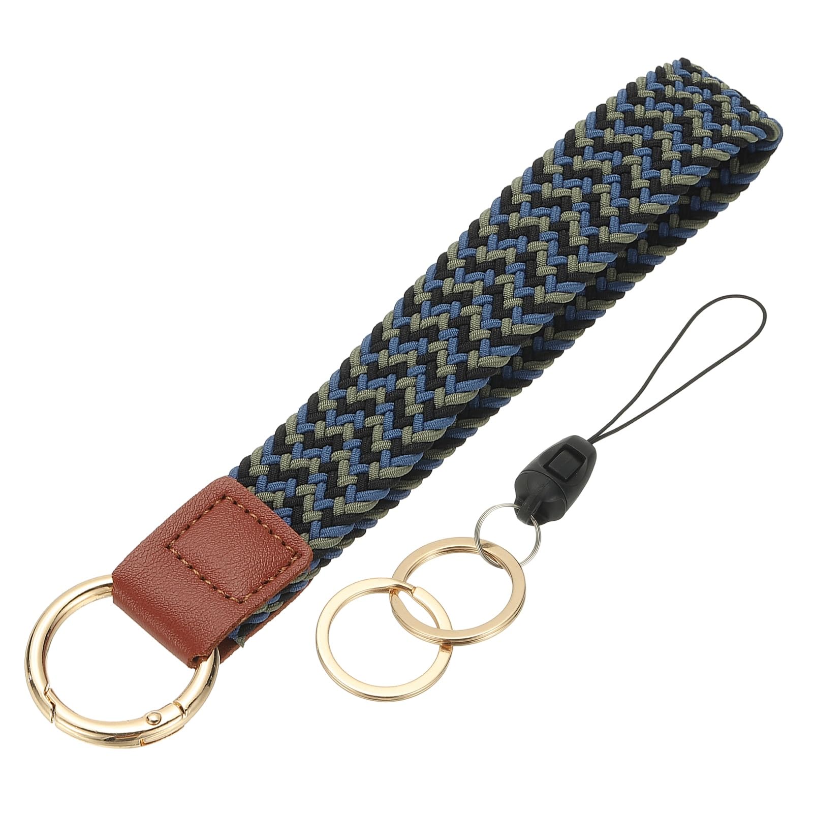 PATIKIL Keychain Wristlet, Cute Keychain Stretchy Woven Wrist Lanyard Strap Key Ring Car Keys Chain Accessories Hooks for Women Men Wallet ID Badges Card, Gray/Blue/Black