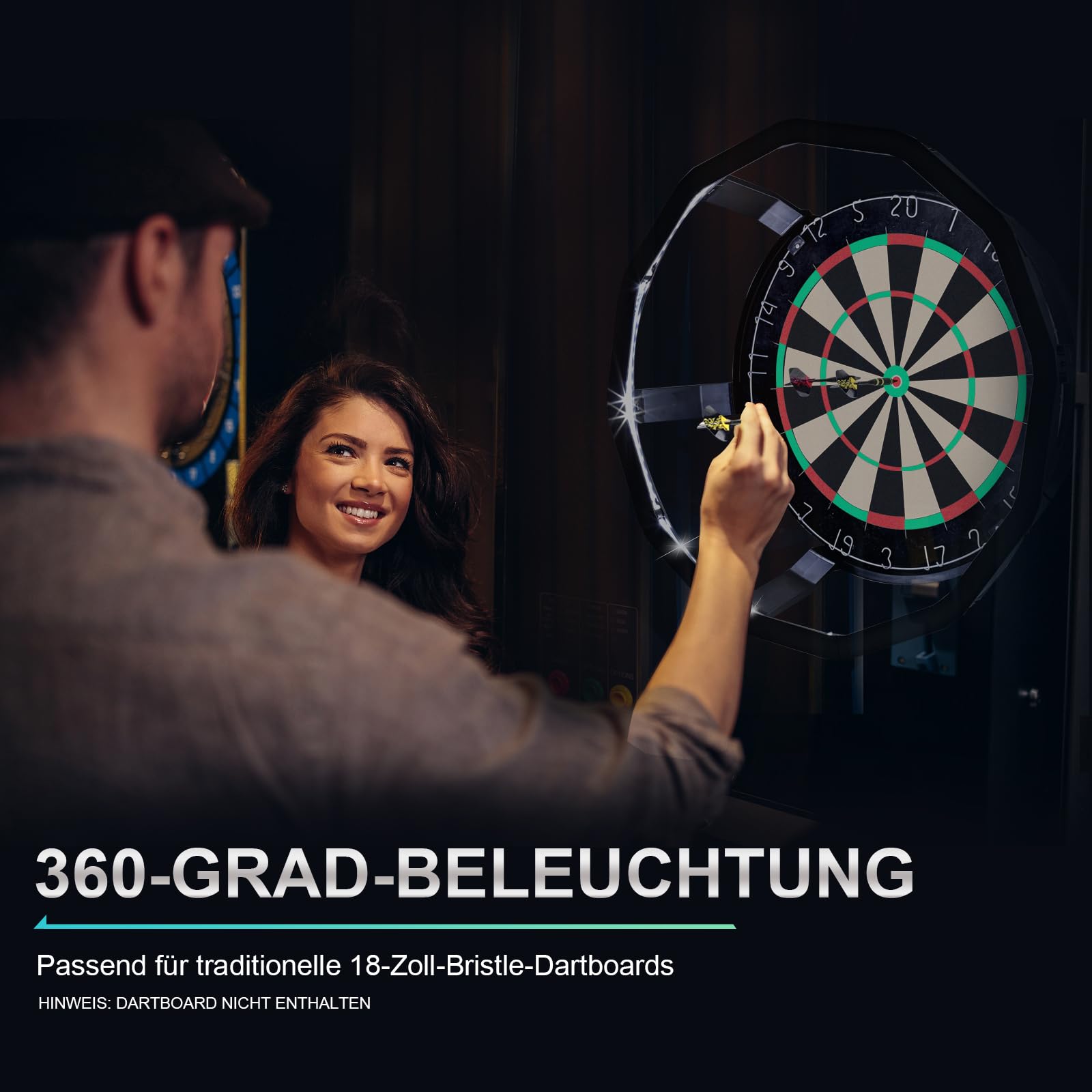 Dartboard-Beleuchtung – 360 Dartboard Light – Bnehmbar Dartboard Lighting System –Passend für 18-Zoll-Dartboards –Keine Magnetic Light bar