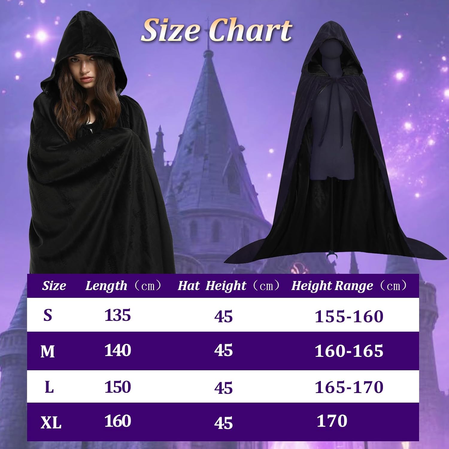 Charm&Cstay Velvet Cloak with Hood Women, Reverse Medieval Hooded Cloak - Image 7