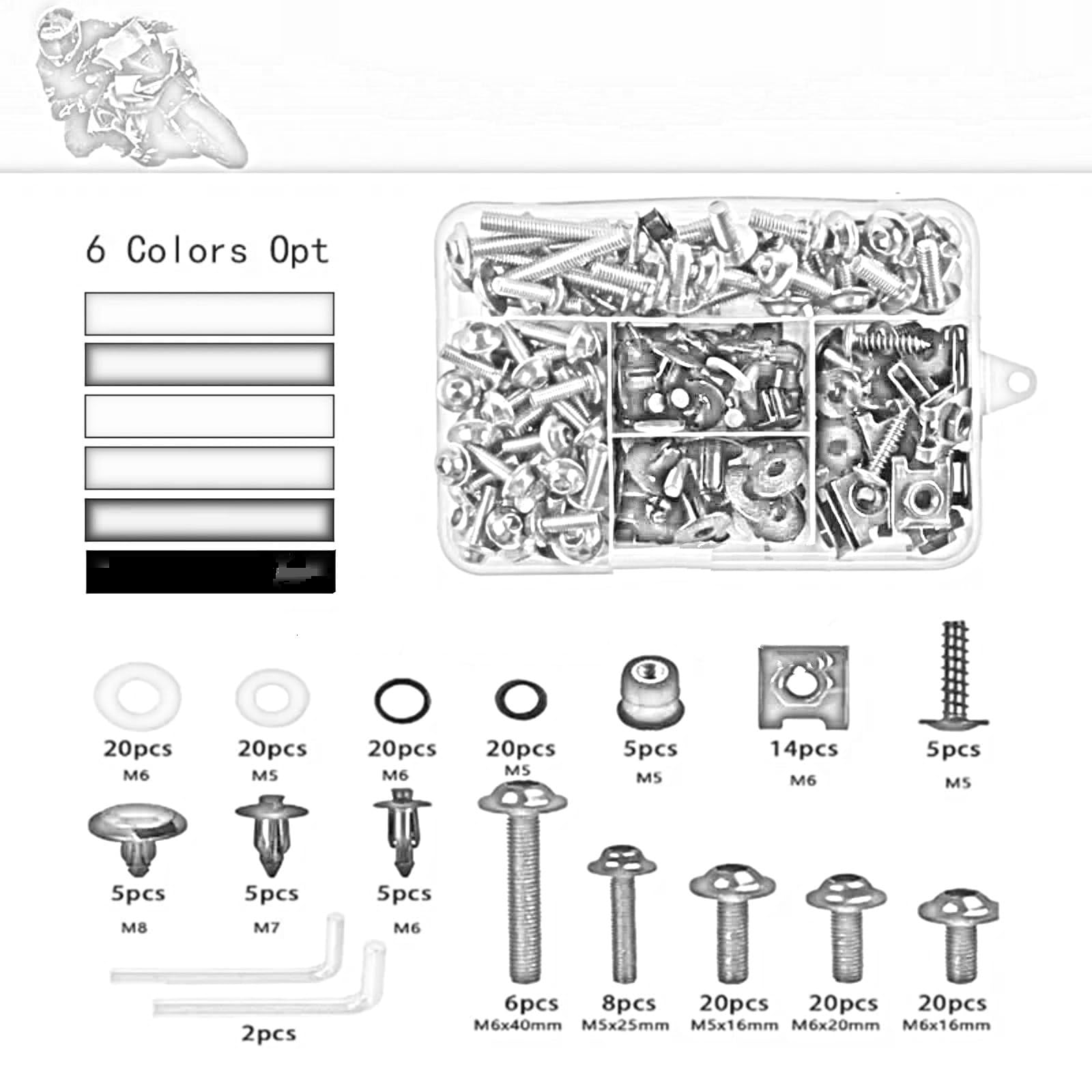 Kit Vis Et écrous Pour Carénage Moto Aprilia – Aluminium Résistant, 195 Pièces (or, Noir, Bleu…) - 4