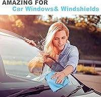 Vista 6 de Paño de limpieza de ventanas, paño de limpieza de vidrio, sin rayas (azul, paquete de 4 unidades)