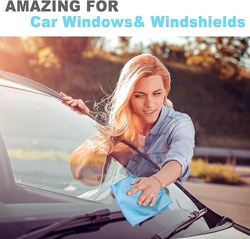 Miniatura 6 de Paño de limpieza de ventanas, paño de limpieza de vidrio, sin rayas (azul, paquete de 4 unidades)