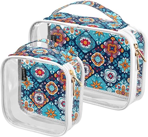 Miniatura 2 de Mandala Boho Clear Toiletry Bag for Traveling,2 Pack Makeup Cosmetic Bag with Zipper,Travel Bag for Toiletries,Travel Essentials 21214976
