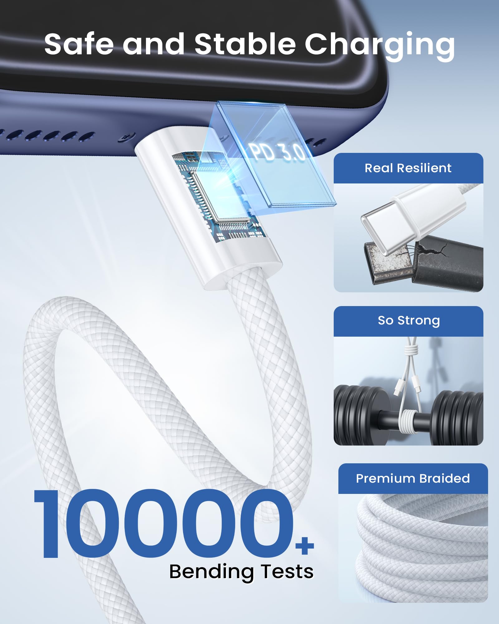 Kabel ładujący USB-C do USB-C 2 Sztuki 2M 60 W typ C szybkie ładowanie | kabel ładujący USB-C do telefonu iPhone'a 17, 16, 15, MacBook Pro, iPad Air/Pro, Samsunga Galaxy S26/ S25, Google Pixel