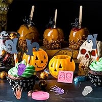 Vista 5 de 6 moldes de silicona 3D de calavera de esqueleto de Halloween, moldes de silicona para fondant, molde de resina epoxi, molde mixto para hornear