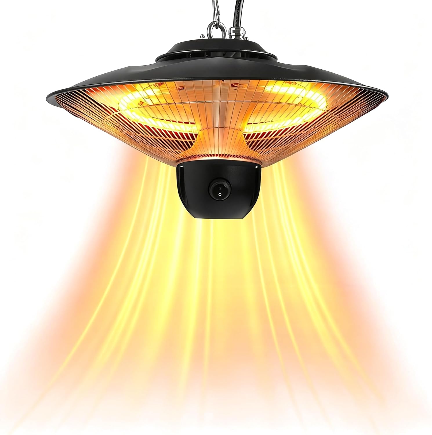 Patio Heater for Outdoor Use, 1500W Hanging Heater with Remote Control, 3 Adjustable Heating Levels, Timer Function, 6S Fast Heating, Ultra Quiet Electric Heater for Porch Balcony Garage Living Room