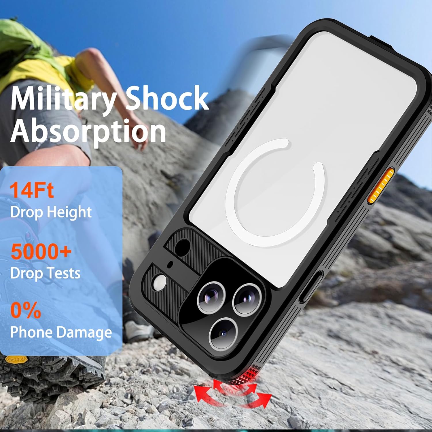 for Waterproof iPhone Case Compatible with iPhone 17 Pro Max, IP68 Waterproof Shockproof Dust-Proof Phone Case with Built in Screen Protector, Full Body Protective Case (Black, 17 Pro Max) - Image 3