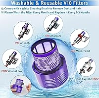 Vista 4 de Rebirthcare Paquete de 3 filtros SV12 V10 para Dyson V10 Animal V10 Absolute V10 Total Clean V10 Cyclone SV12 Filtro de vacío inalámbrico Piezas