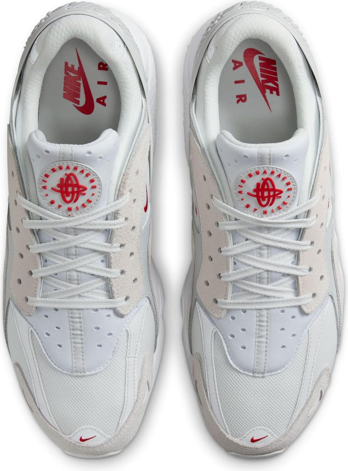 Nike Air Huarache Runner Men's Shoes (DZ3306-102, Summit White/Photon Dust/White/University Red) Size 7 - Image 4