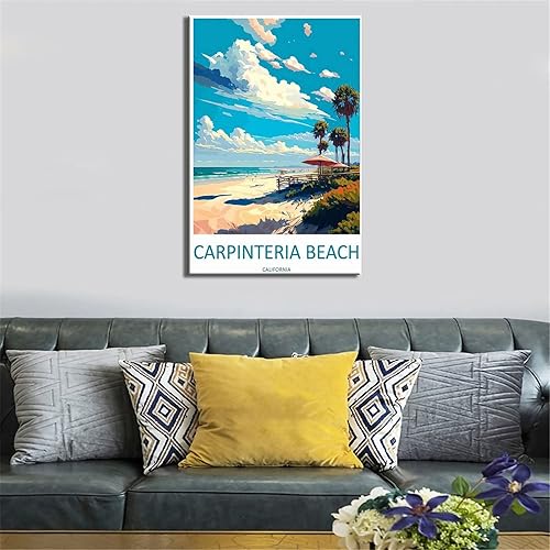 Miniatura 4 de Carpinteria Beach California - Póster de viaje vintage de paisaje de 16 x 24 pulgadas (15.7 x 23.6 in), lienzo artístico y lienzo para pared, póster