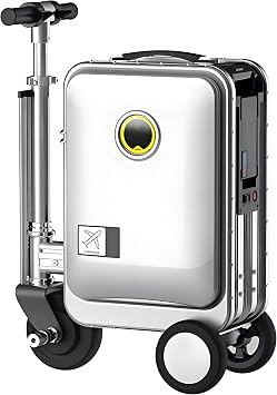 Electric Suitcase, Rideable Travel Case, Smart Electric Scooter Case, External Charging Port, Removable Battery, 200kg Load Capacity Silver