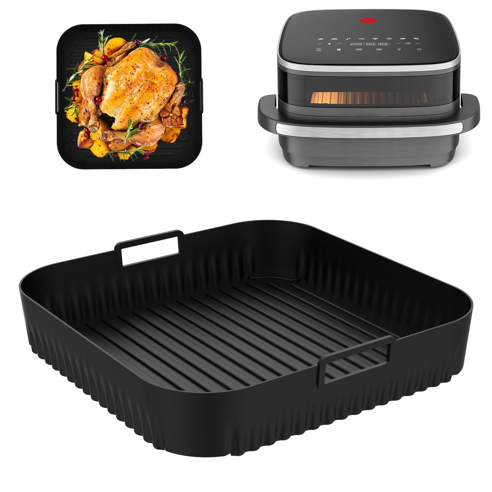 Molde Silicona Freidora de Aire para Moulinex Easy Fry XL Surface, Moldes Air Fryer Silicona para Tefal Easy Fry XL Surface, Bandeja Silicona Air Fryer Recipiente Air Fryer Accesorios