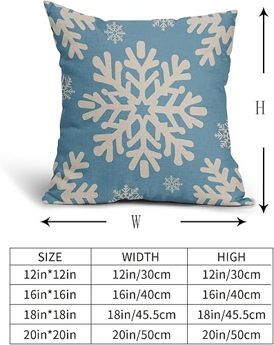 Miniatura 5 de Juego de 2 fundas de almohada de Navidad azul claro de 18 x 18 pulgadas, fundas de almohada decorativas de lino para exteriores, decoración de sofá,