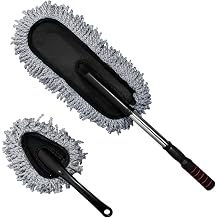 2 PCS Microfiber Car Duster, Scratch Free Auto Exterior Interior Large Dusting Cleaning Brush, Multipurpose Vehicle Dust Cleaner with Extendable Handle, Car Accessories Gray