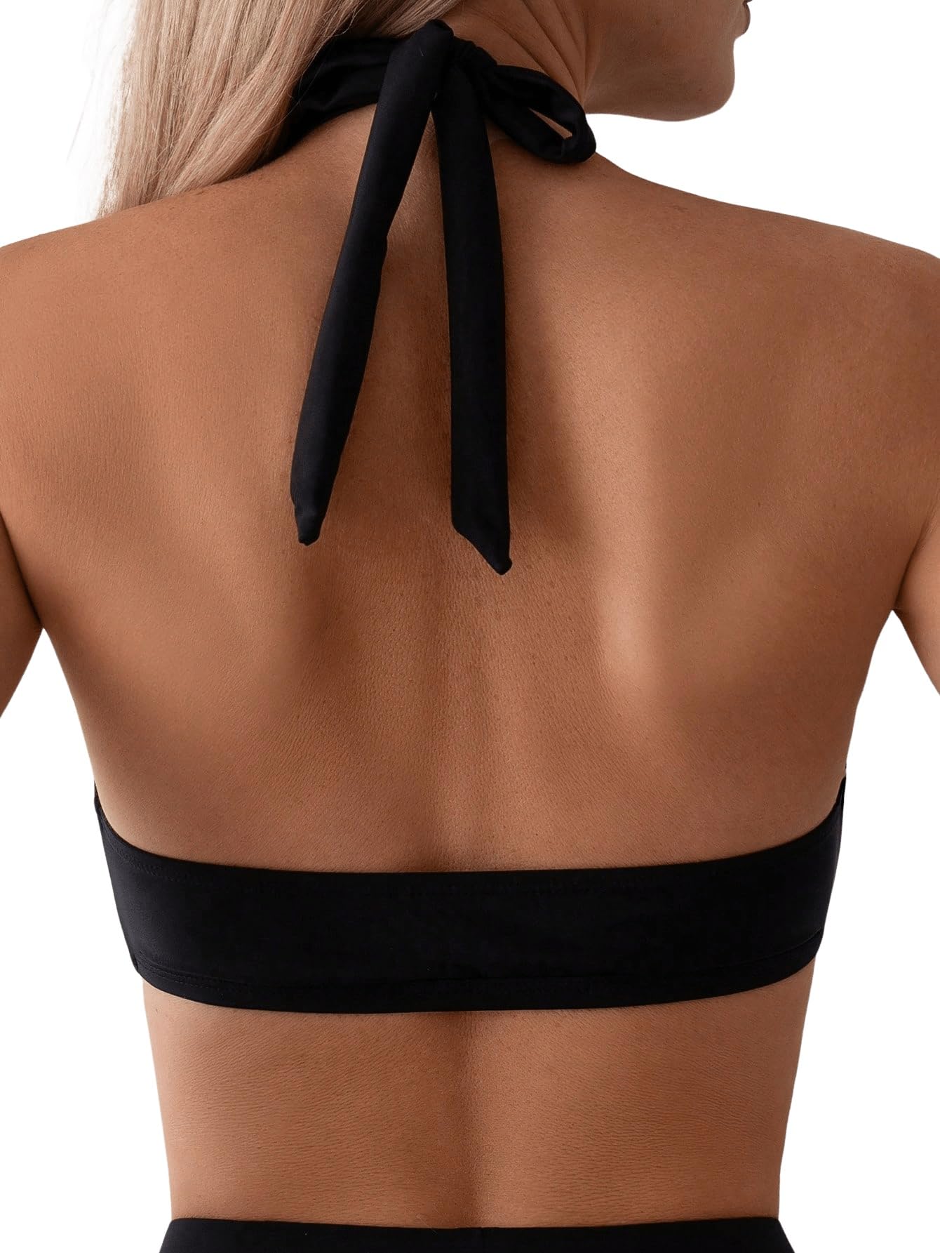 GORGLITTER Damen Bikini Top Neckholder Bikinioberteil Überkreuz Badetop Cut Out Bikini-Top Sommer Swimwear Ärmelloses Strandtop Bikini Oberteil Strand Outfits