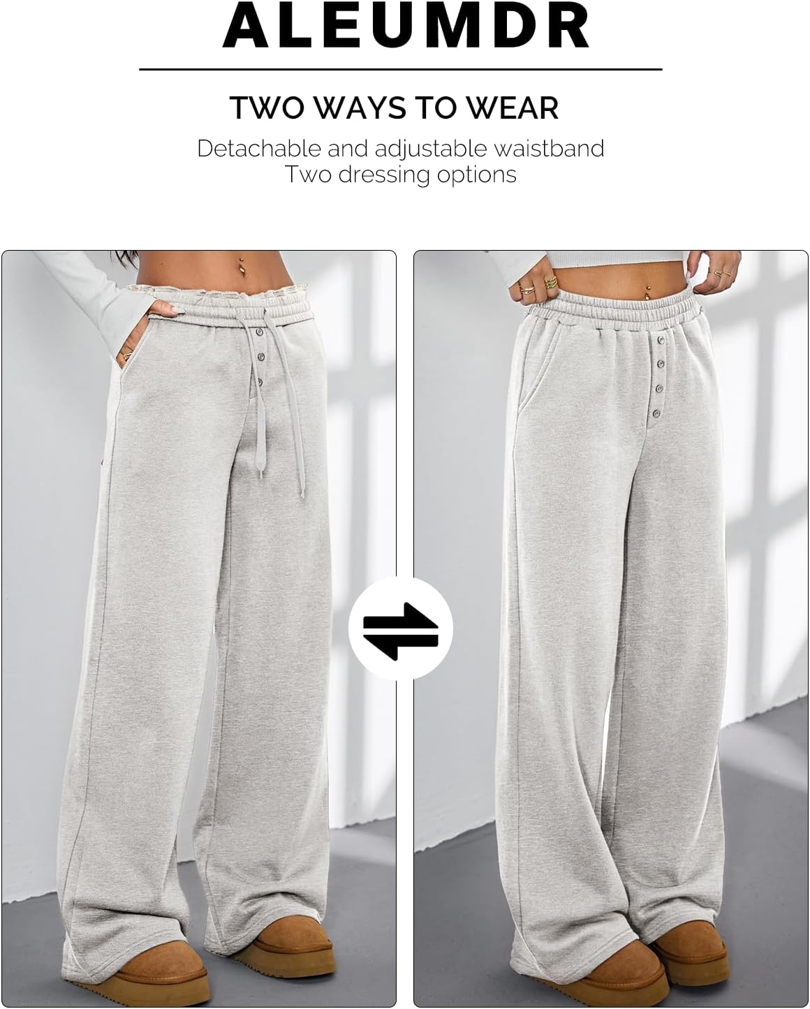 Aleumdr Womens Wide Legs Sweatpants Fleece Lined High Waisted Baggy Pants 2026 Trendy Casual Athletic Joggers with Pockets - Image 4