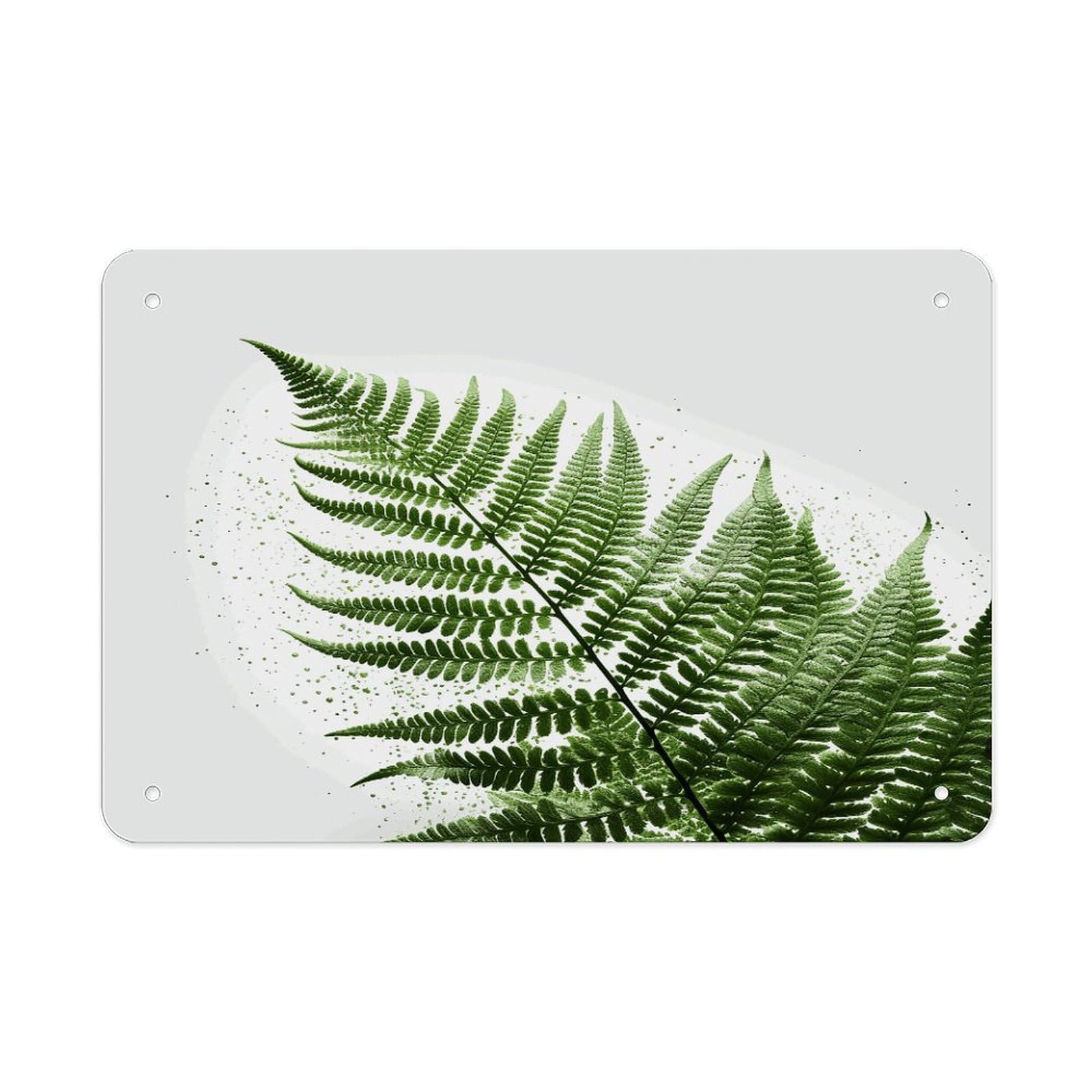 Fekiloot Style Natural Plant Silhouette Fern Leaf Metal Signs Wall Art Tin Sign