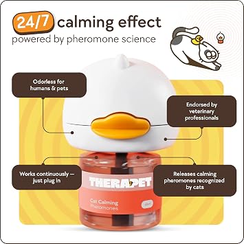 TherapetMD 3-Pack 180-Days Cat Calming Diffuser Kits - Dual-Pheromone Cat Diffusers for Stress, Pee Spraying, Fighting, Excessive Meowing & Scratching Includes 3 Diffusers + 180-Days Refills