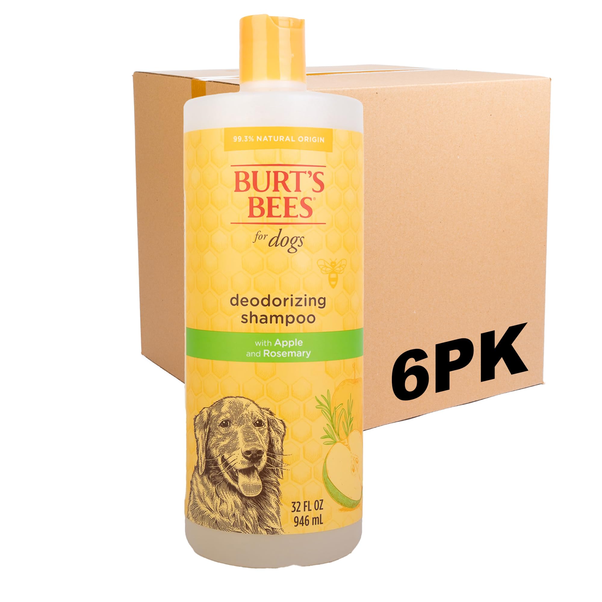 Burt's Bees, Deodorizing Dog Shampoo, Apple and Rosemary, 32 Oz, 6 Pack
