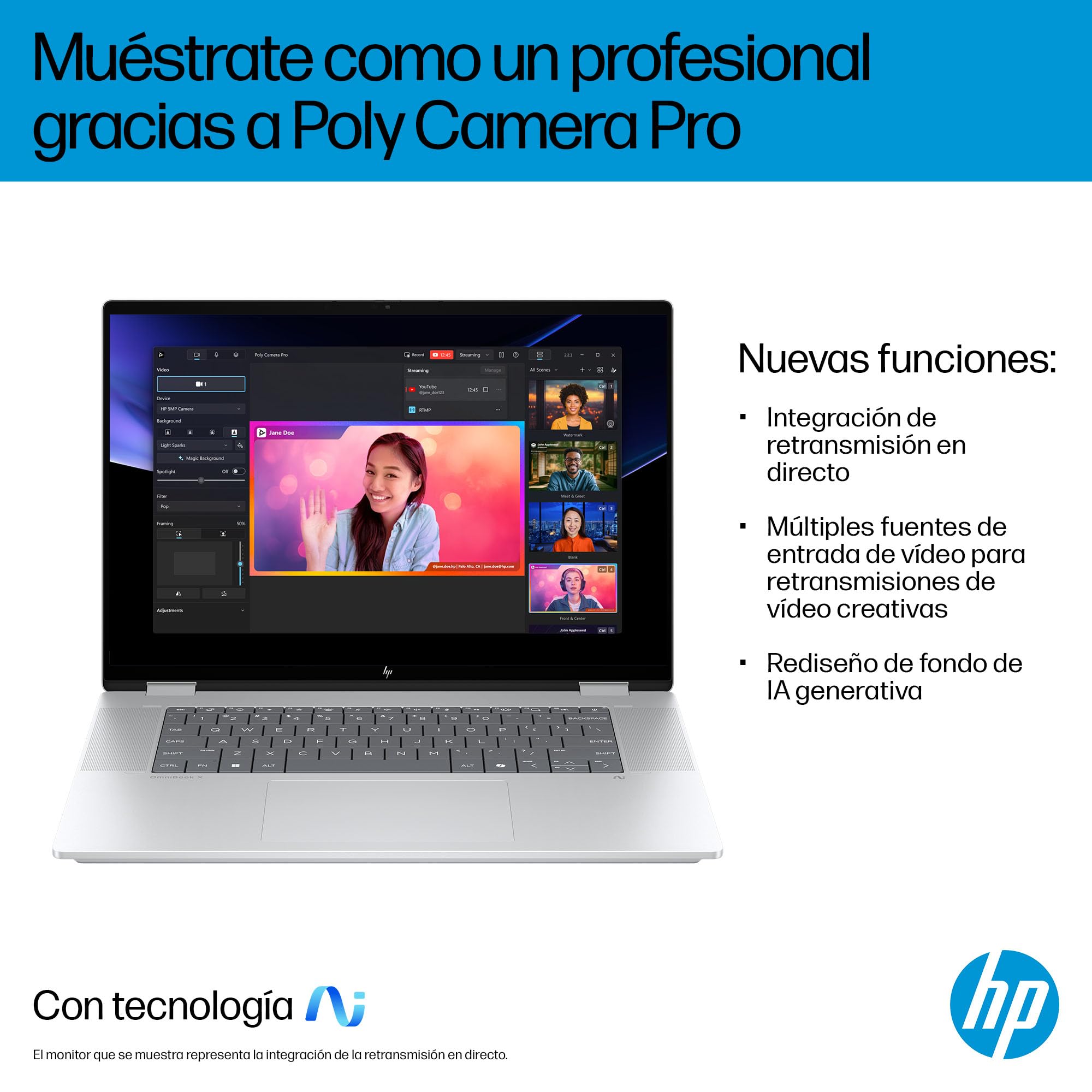 HP Omnibook X Flip Convertible Laptop 40,6 cm (16") Touch screen OLED 3K (Intel Ultra 7-258V EVO, 32 GB RAM, 1TB SSD, Intel ARC Graphics, Windows 11 Home, WiFi 7) Argento Spagnolo