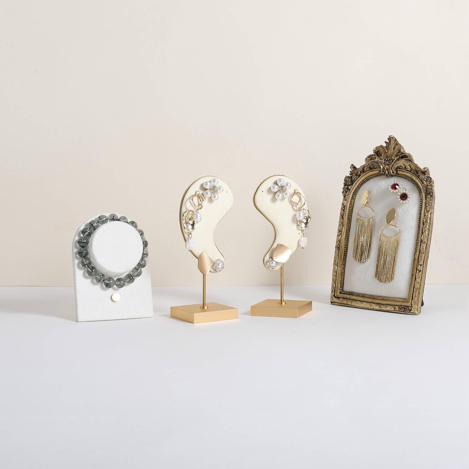 Beige Bracelet Display Holder for boutique store, Suede Jewelry Bangle Display Stand for Boutiques & Home, Velvet Jewelry Storage organizer for selling【Beige】 - Image 9