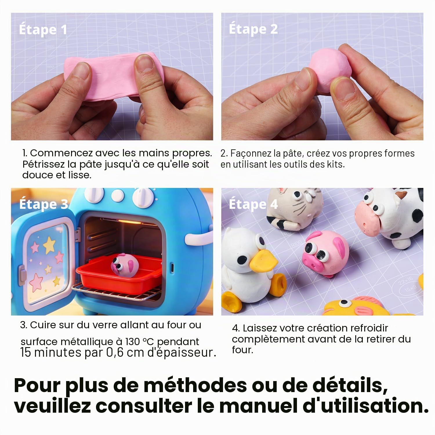 ARTFLY Pâte Polymère, 50 Couleurs Pâte Polymère,Sûr et Non Toxique, Cuisson au four Pate a Modeler DIY Clay Kit avec Outils de Modelage et Accessoires, Cadeau pour Les Enfants