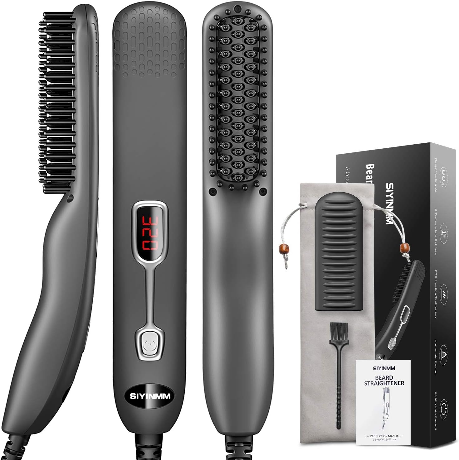 Beard Straightener for Men, Beard Straightening Quick Heated Comb Brush Mini Sized/Auto Shut Off/Anti Scald for Traveling, Home, Dating, Meeting, Camping etc