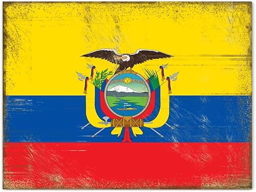 Ecuador - Lienzo decorativo para pared de 16 x 12 pulgadas, bandera nacional, pintura colorida para pared, póster de bandera nacional, pintura