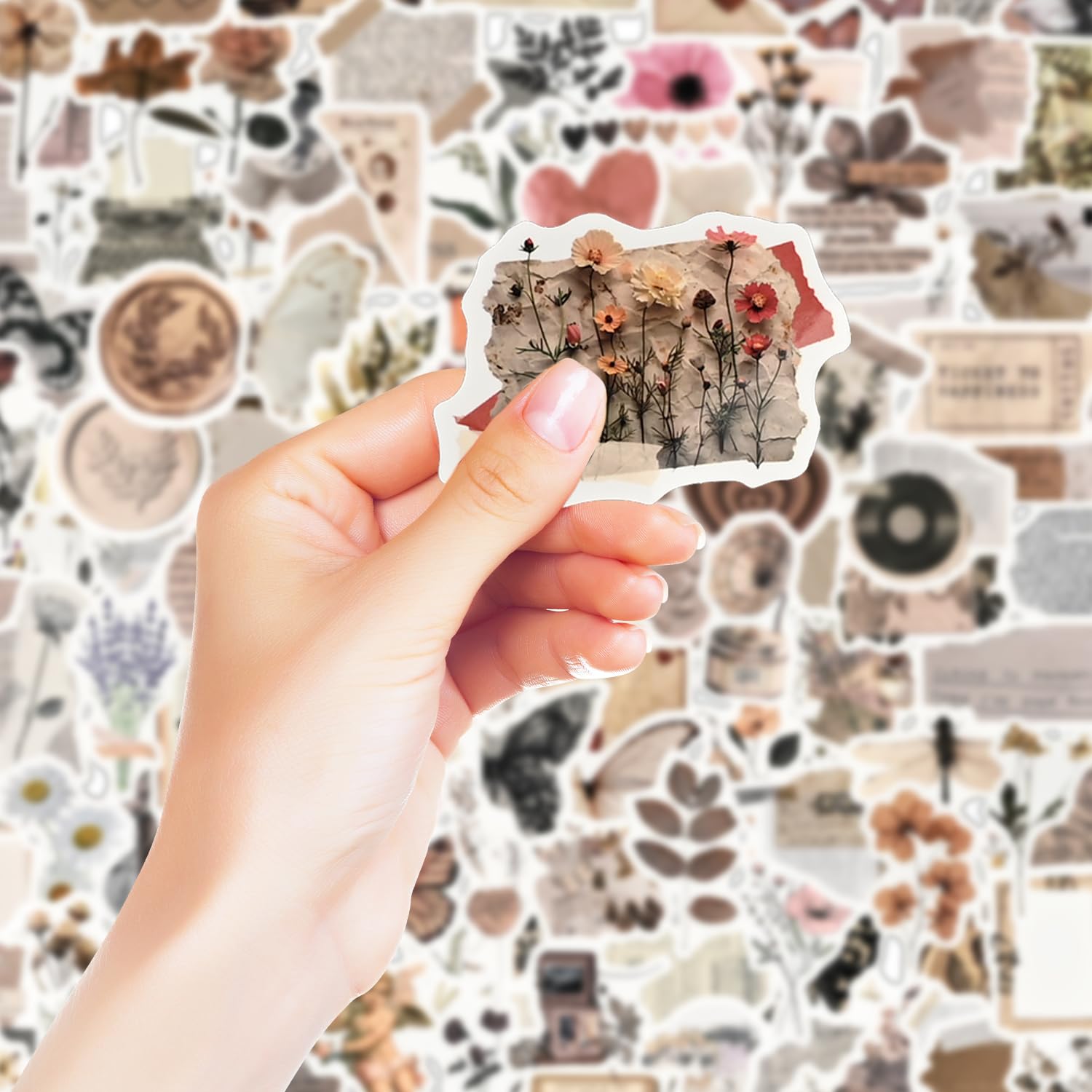 Pack of 120 Vintage Aesthetic Sticker Set, Vinyl Waterproof Stickers Scrapbook Supplies for Laptop Water Bottle, Diary - Image 3